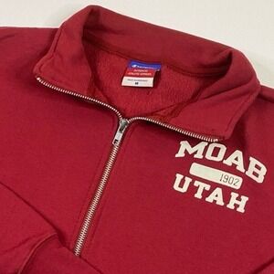 Moab Utah Sweatshirt Mens Medium Champion‎ Zip Up Mock Neck Travel Souvenir